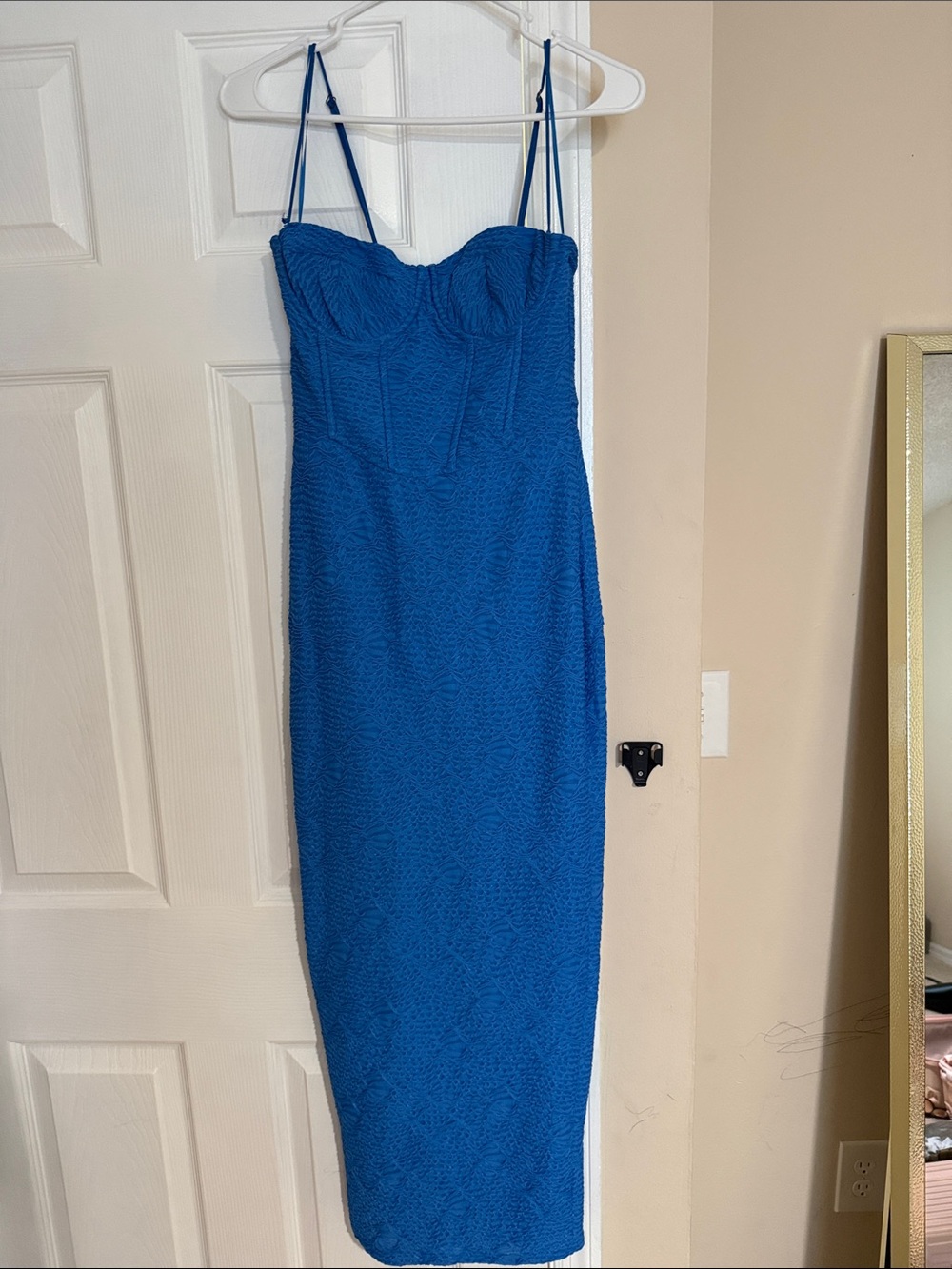 Fashion Nova Cobalt Blue Textured Midi Dress